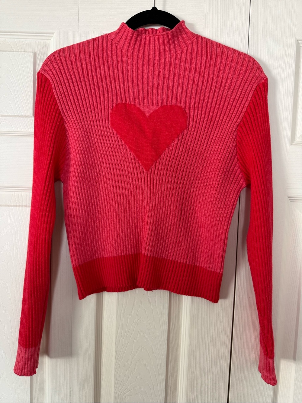Krush Kandy Pink & Red Heart Ribbed Knit Sweater - Women's
